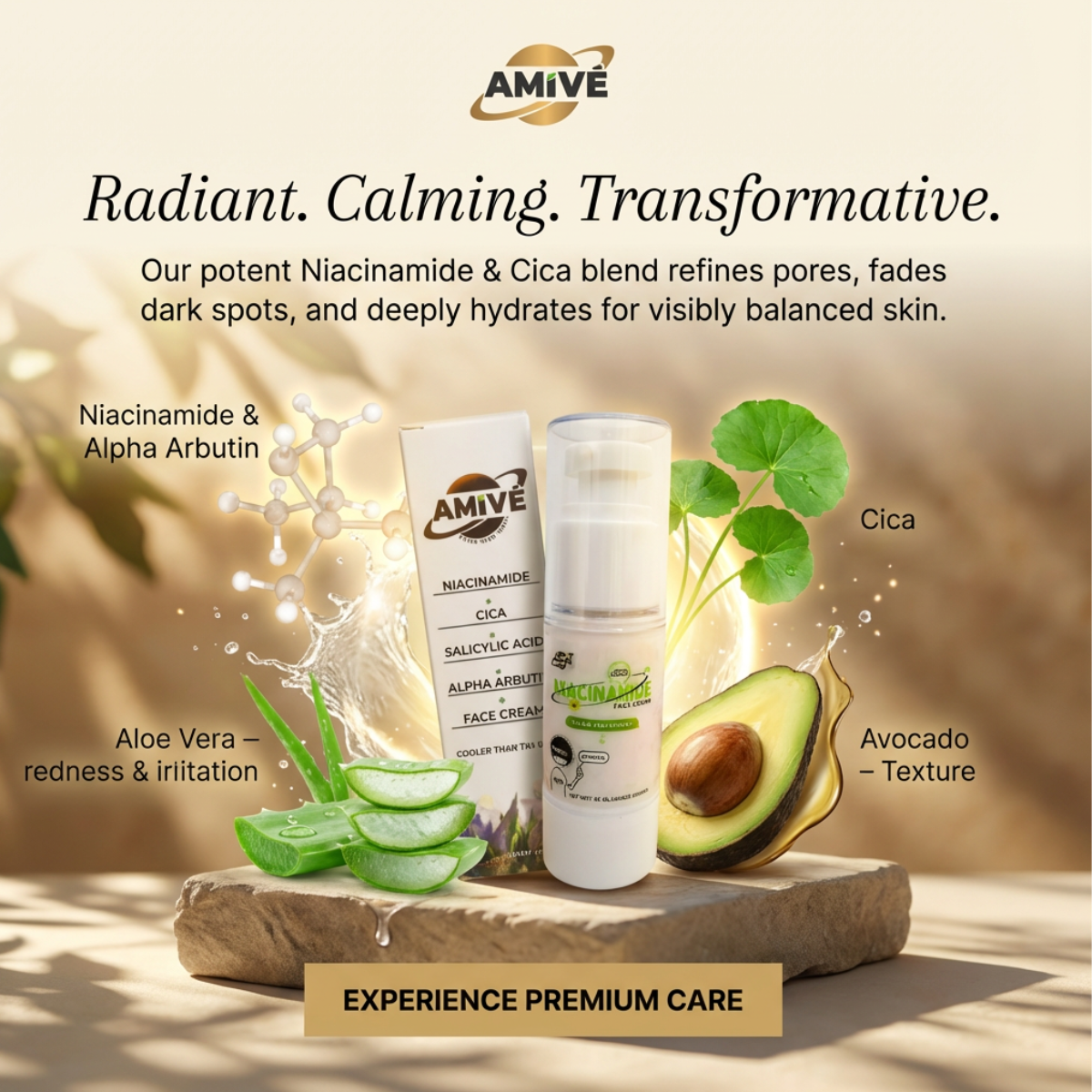 AMIVÉ-Niacinamide Cica Alpha Arbutin Face Cream-[30ML]